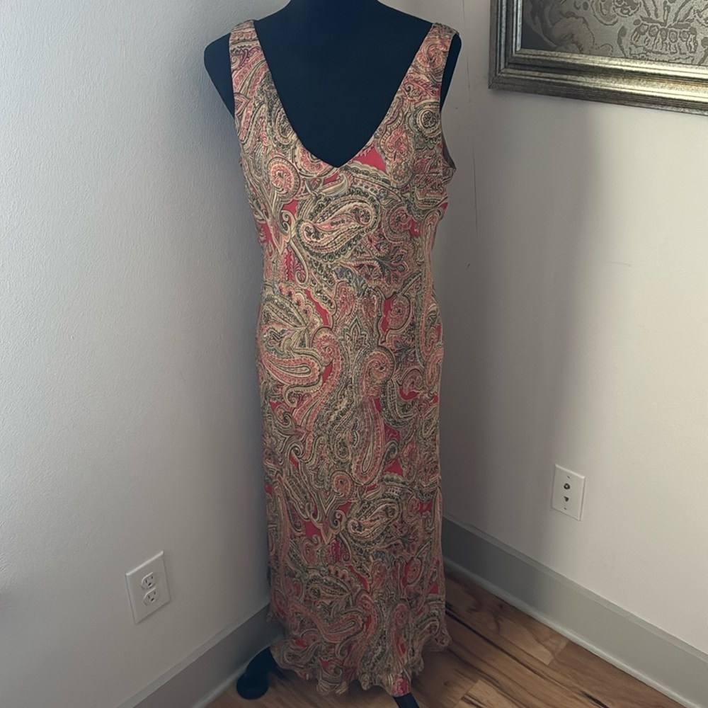 Jones New York Paisley Midi Dress - Red and Beige